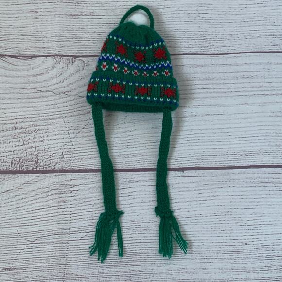 Knit Stocking Hat Christmas Tree Ornament or Holiday Decoration Pom Pom 10"L - Picture 2 of 14
